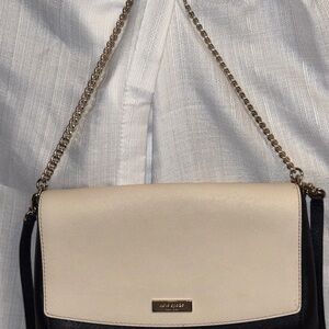 Kate Spade Elegant Black and Cream Crossbody | Two Straps | Chain or Black